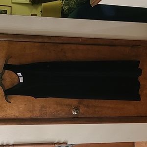 Midnight blue velvet full length dress with two purple/blue shimmer side buttons